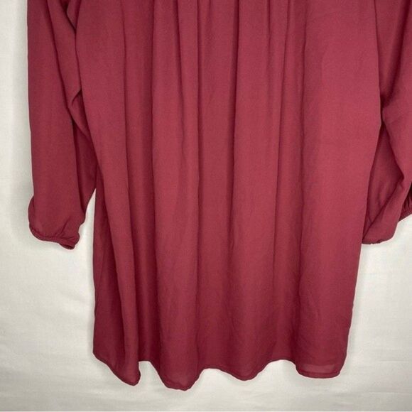 AGB Maroon Flowy Long Sleeve Lightweight Stretch Blouse XL - Picture 4 of 11